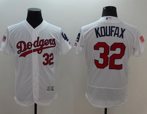 Dodgers #32 Sandy Koufax White Fashion Stars & Stripes Flexbase Authentic Stitched MLB Jersey